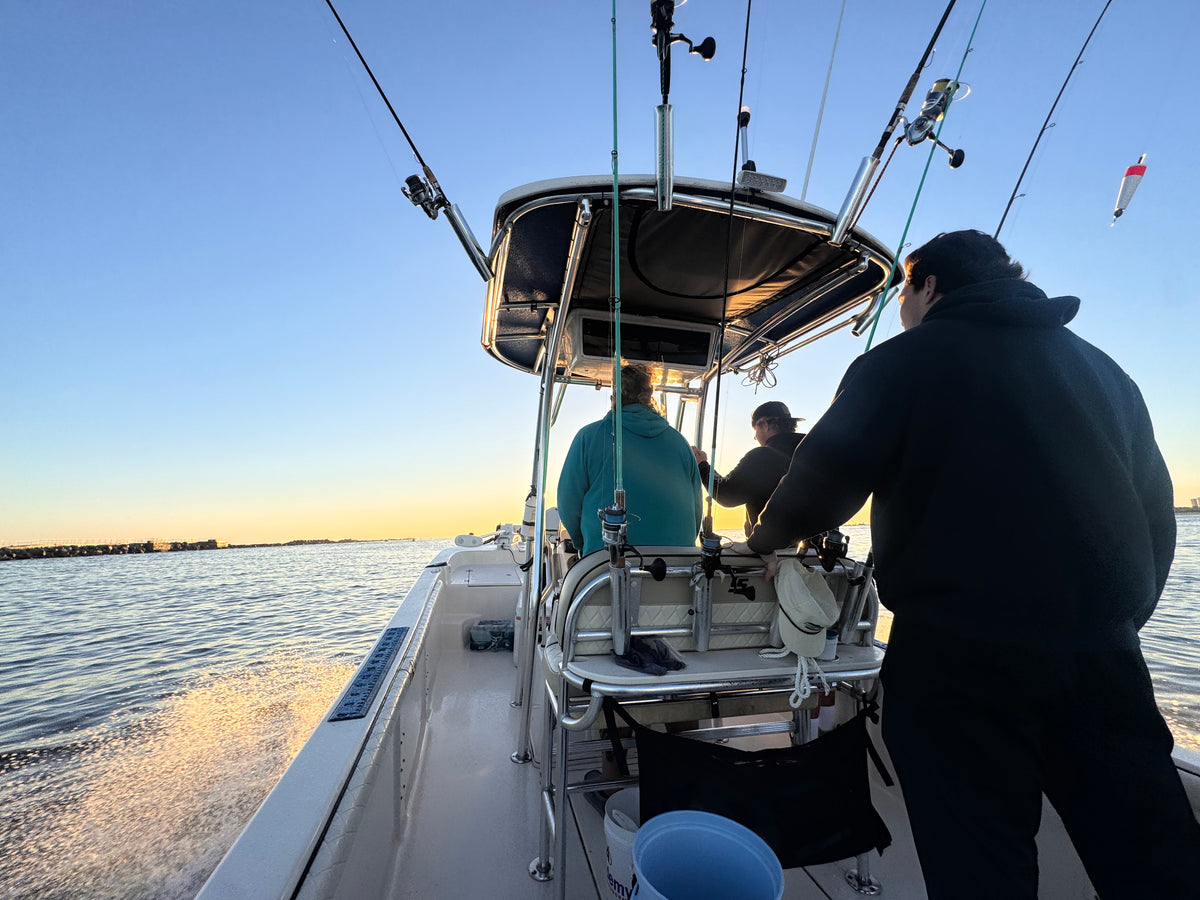 Running out Ponce Inlet at first light, rods in the rocket launcher