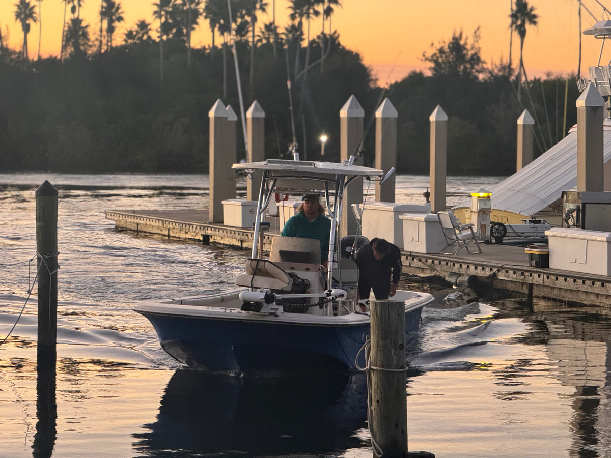 Crew heading out of the marina at dawn